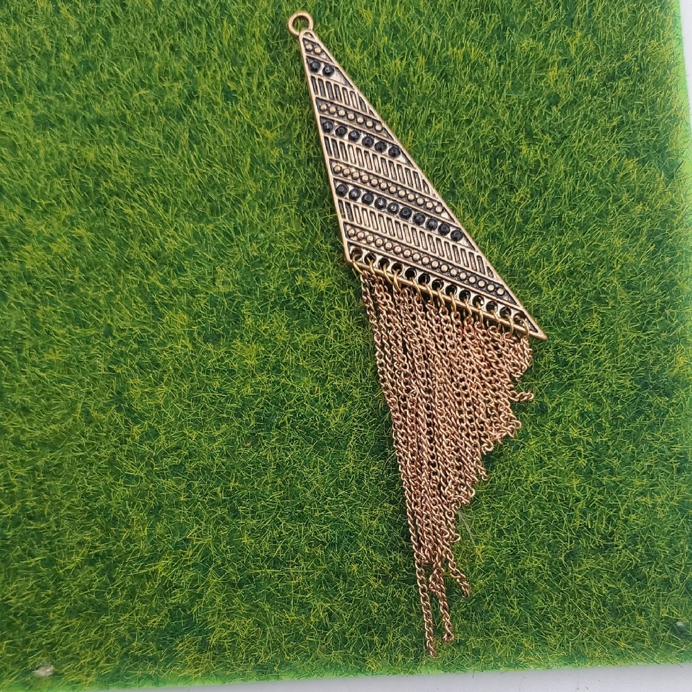 Gold Tone Triangle Fringe Pendant  Charm P406